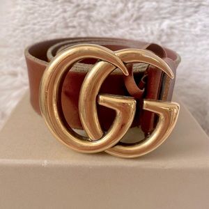 Authentic Gucci double G belt in brown.